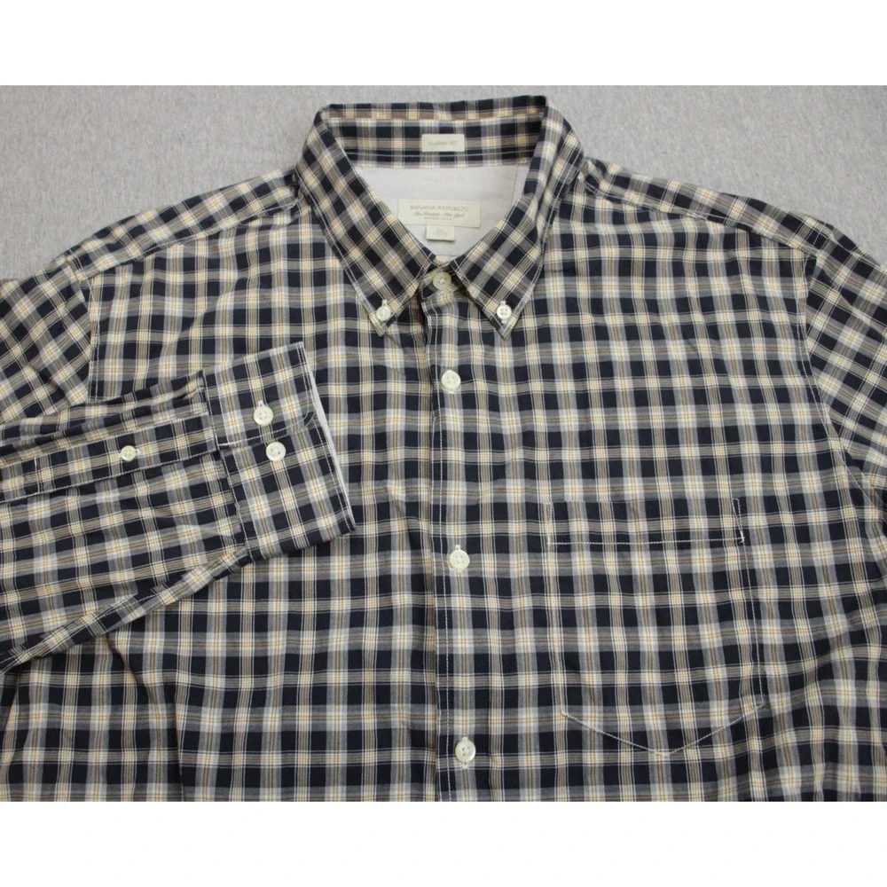 Banana‎ Republic Shirt Mens XL Plaid 100% Cotton Classic Fit Button-Down